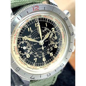 Gallet Men's Watch Flight Officer WWII Truman Swiss Manual Wind Chronogr…
